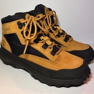 Timberland Converge Mid Boots Tan Black Nubuck Youth Juniors Kids 2 Greenstride